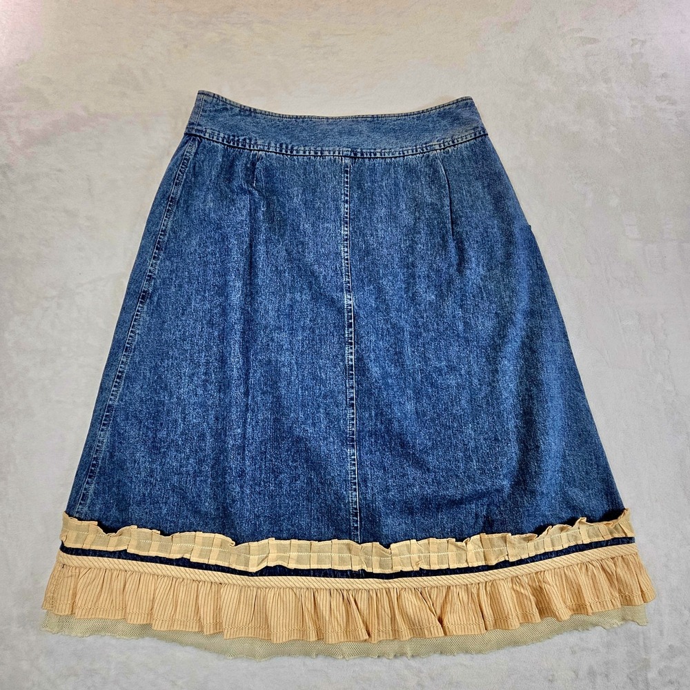 NWT Jill Brimfield Jean Skirt Size 10 Festival Boho Cottage Core Prairie Ruffle‎ - Picture 4 of 10